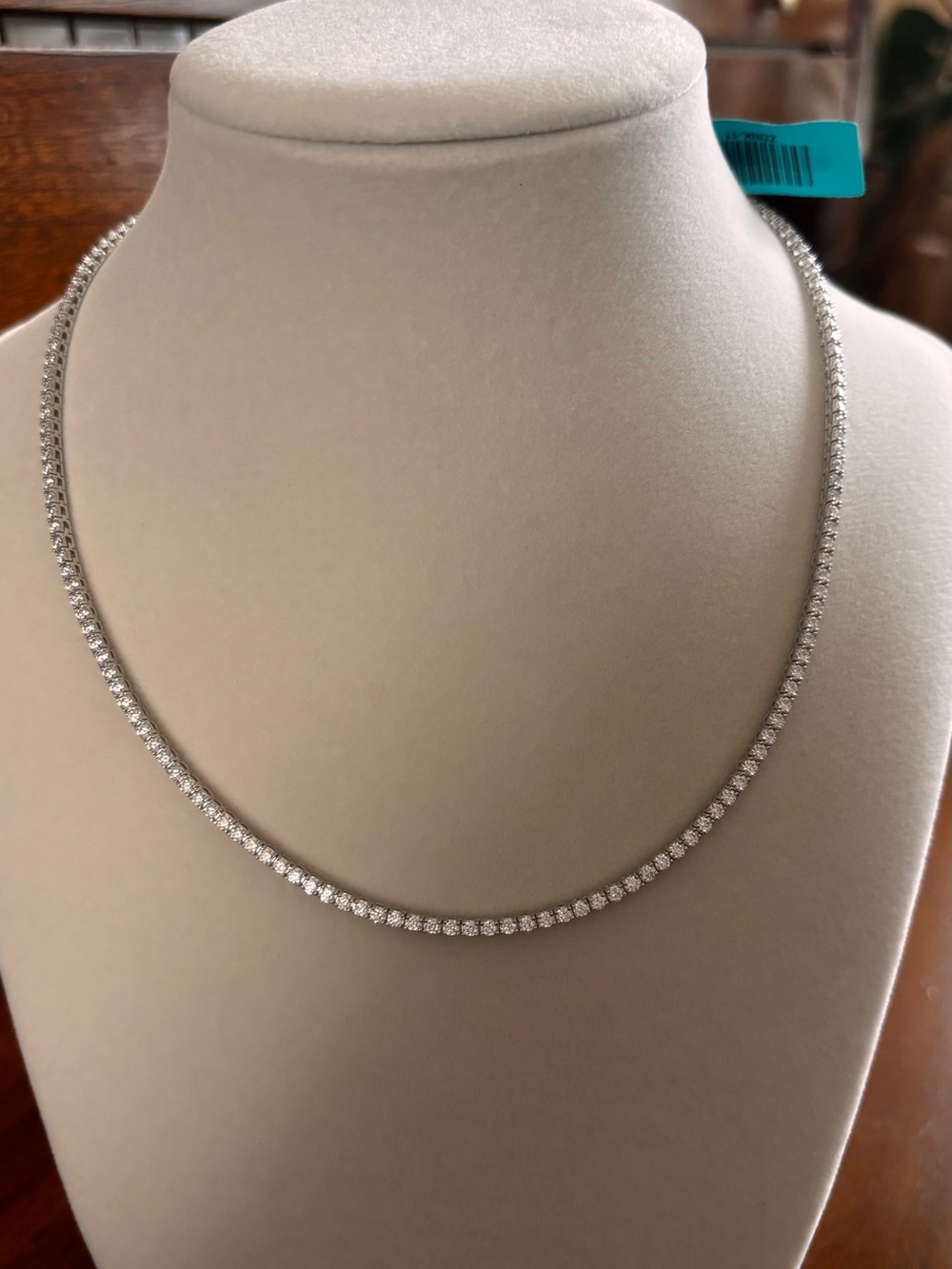 Sterling Silver 925 Tennis Necklace with Clear Moissonite